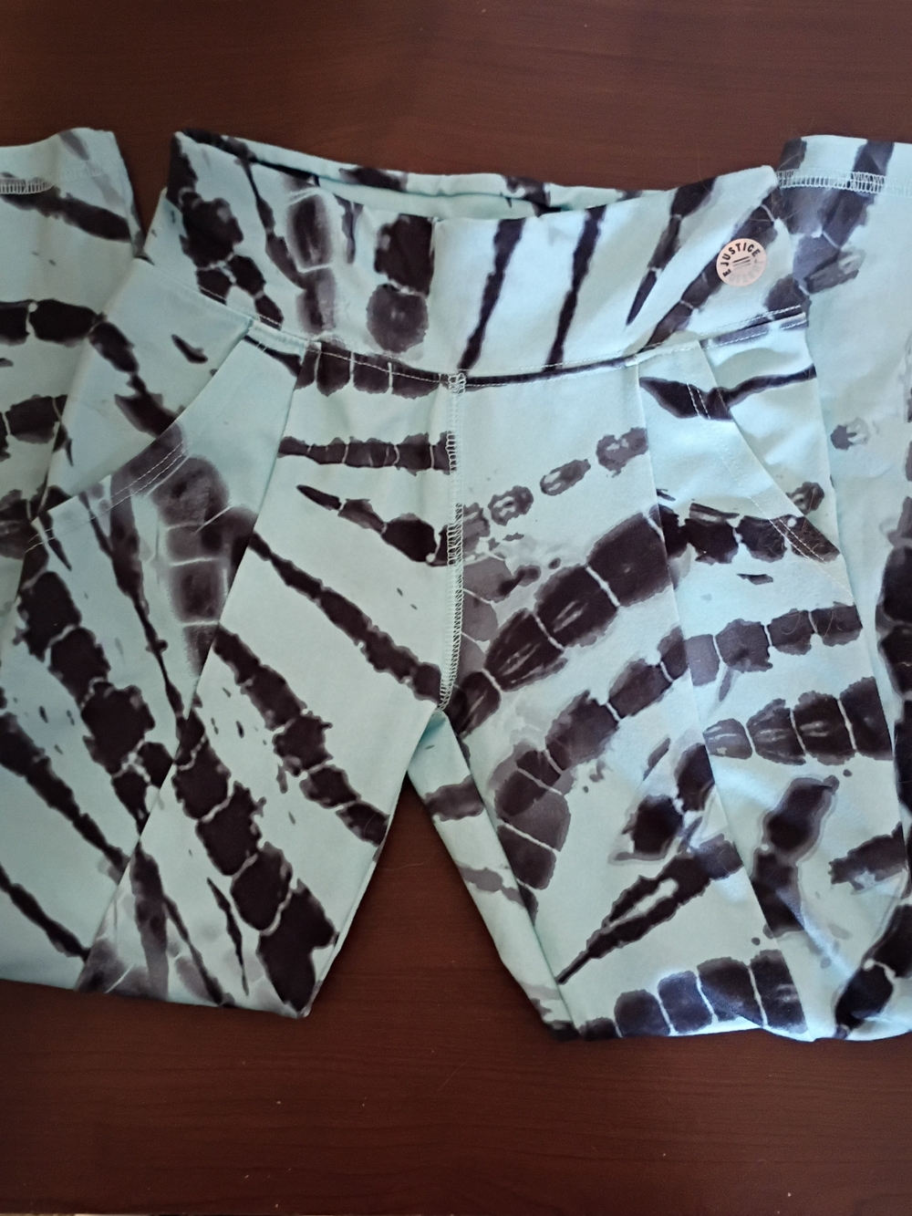 Justice Mint and Black Tie-Dye Leggings